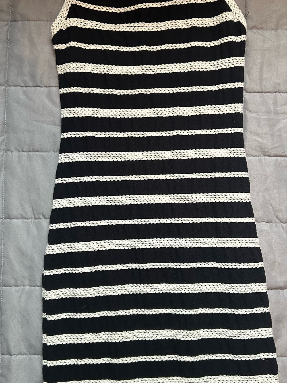 Max Edition Black and White Striped Knit Mini Dress